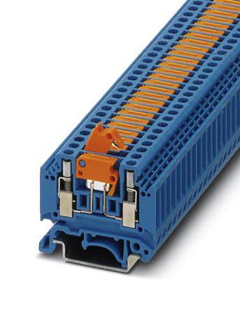 MTK-P/P MIT SPERRE BU DINRAIL TERMINAL BLOCK, 2WAY, 12AWG, BLU PHOENIX CONTACT
