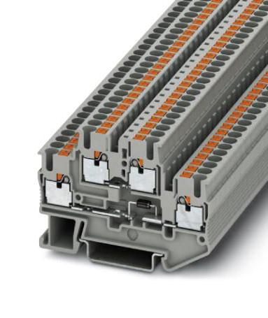 PTTB 2,5-DIO/UL-UR DINRAIL TERMINAL BLOCK, 4WAY, 12AWG, GRY PHOENIX CONTACT