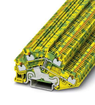 PTTBS 1,5/S-PE DINRAIL TERMINAL, 4WAY, 14AWG, GRN/YEL PHOENIX CONTACT