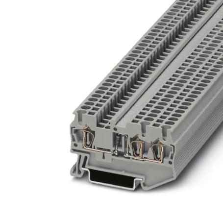 ST 2,5-TWIN-DIO/L-R DINRAIL TERMINAL BLOCK, 3WAY, 12AWG, GRY PHOENIX CONTACT