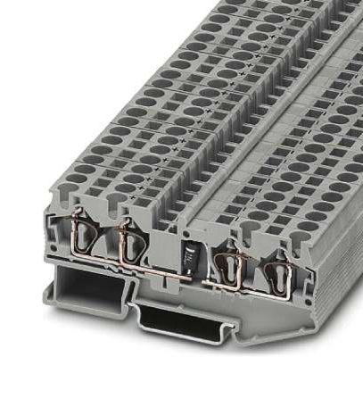 ST 4-QUATTRO-DIO 1N 5408/L-R DINRAIL TERMINAL BLOCK, 4WAY, 10AWG, GRY PHOENIX CONTACT