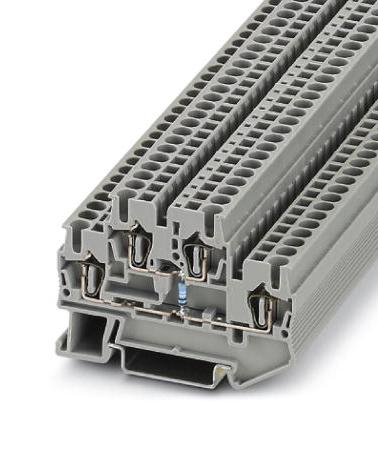 STTB 2,5-R499/O-U DINRAIL TERMINAL BLOCK, 4WAY, 12AWG, GRY PHOENIX CONTACT
