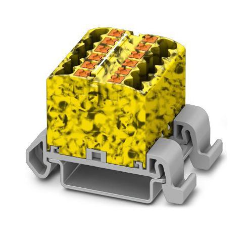 PTFIX 12X2,5-NS35A-FE TB, DISTRIBUTION BK, 12P, 12AWG, YEL/BLK PHOENIX CONTACT