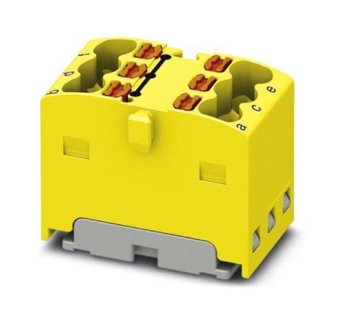 PTFIX 6X1,5-G YE TB, POWER DISTRIBUTION, 6P, 14AWG, YEL PHOENIX CONTACT