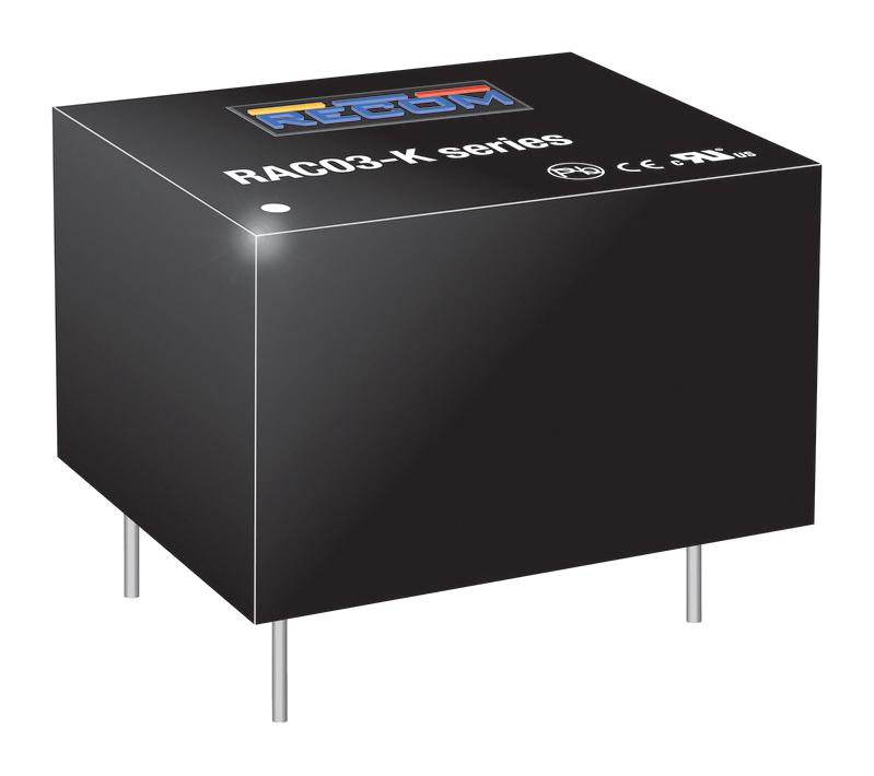 RAC03-12SK POWER SUPPLY, AC-DC, 12V, 0.25A RECOM POWER