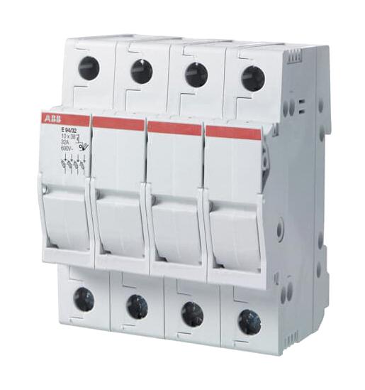 E94/32S DIN RAIL FUSE HOLDER, 4P, 32A, 600V ABB