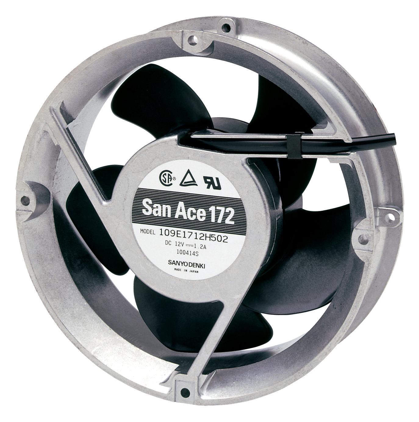109E1724H501 DC AXIAL FAN, 226CU.FT/MIN, BALL, 172MM SANYO DENKI
