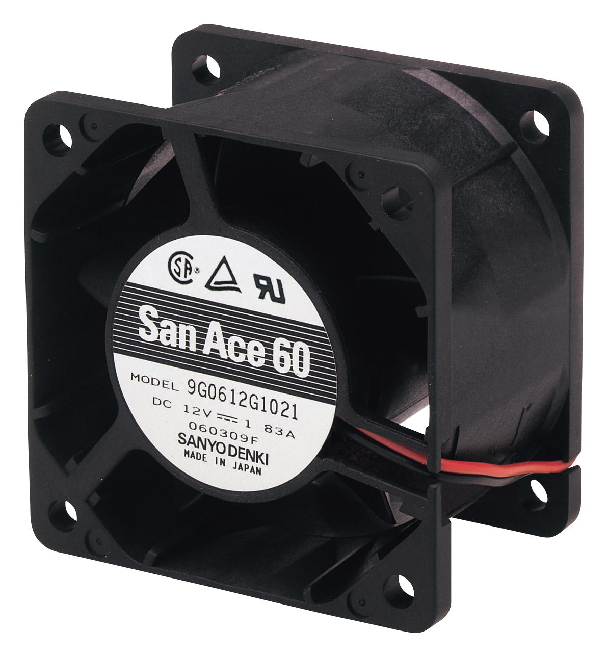 9G0624G102 AXIAL FAN, 60MM, 1.84M3/MIN, 58DBA, 24V SANYO DENKI