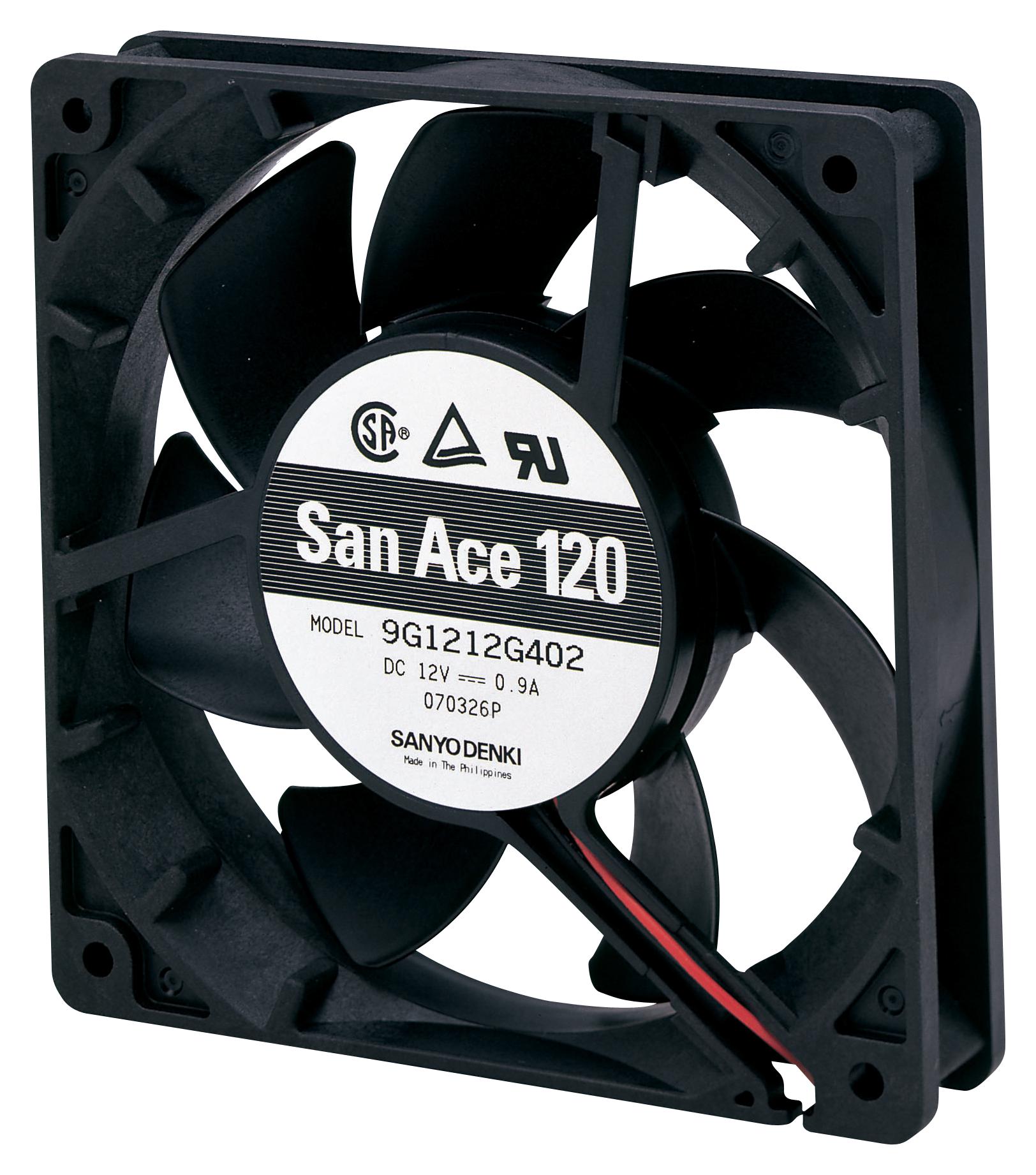 9G1224G4D011 AXIAL FAN, 120MM, 3.68M3/MIN, 51DBA, 24V SANYO DENKI