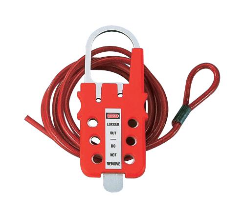 PSL-MLDT LOCKOUT HASP W/CABLE, 149.9MM, STL, RED PANDUIT