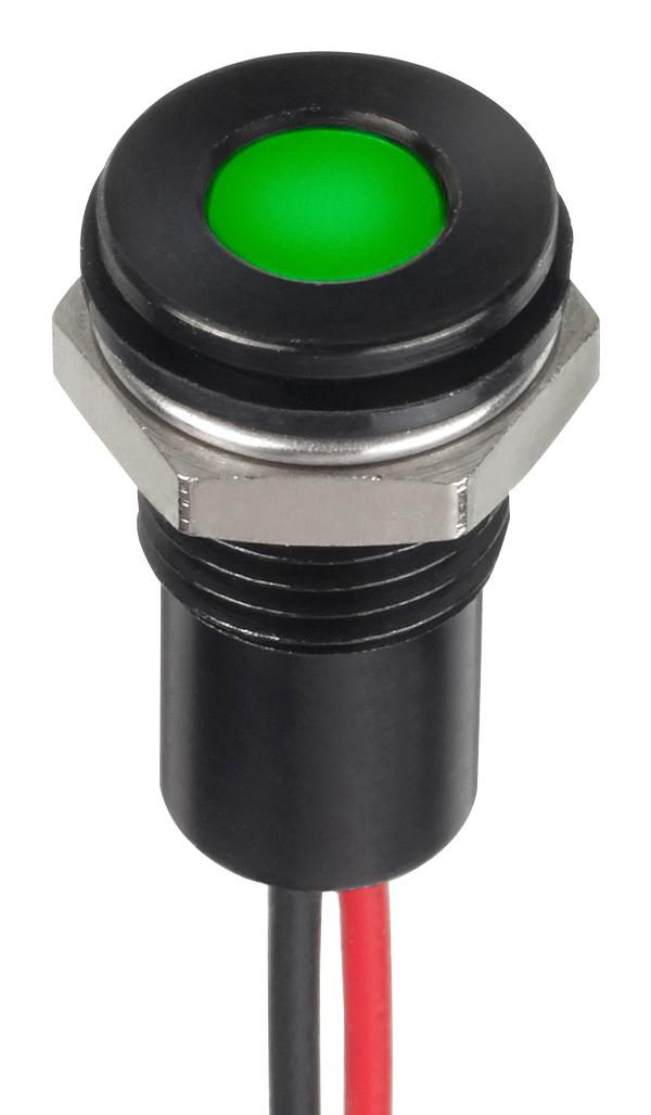 Q8F5BXXHG12E LED PANEL INDICATOR, GREEN, 8MM, 12VDC APEM