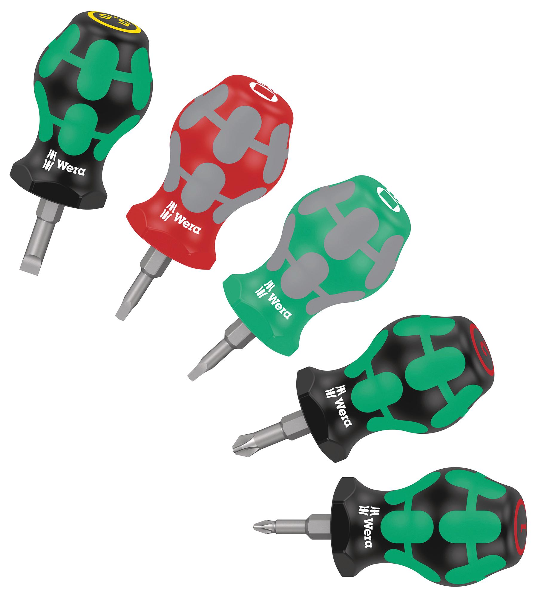STUBBY SET 3 STUBBY SCREWDRIVER SET, 5PC WERA