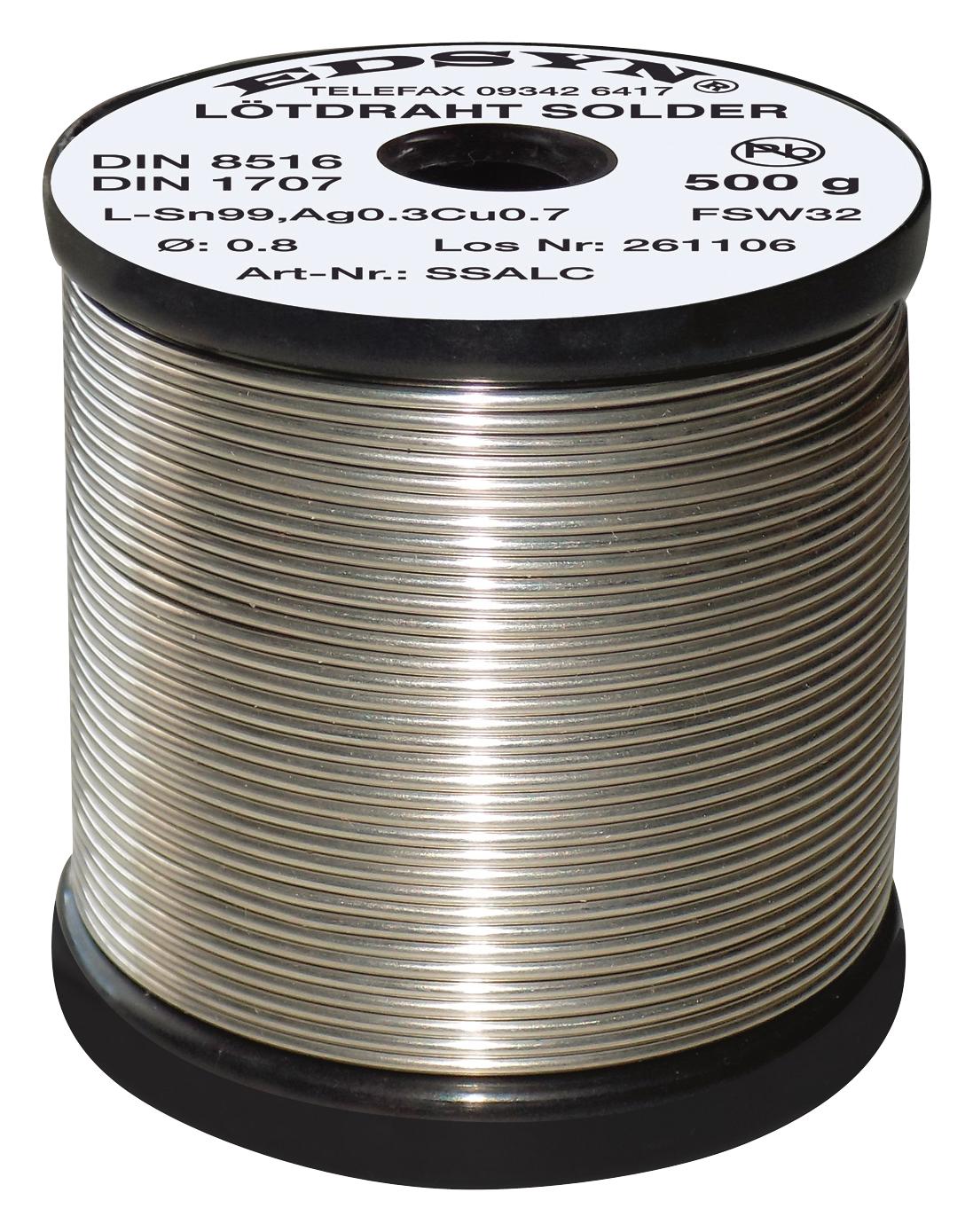 SSALC5250-3 SOLDER WIRE, SN/AG/CU, 0.5MM, 250G EDSYN