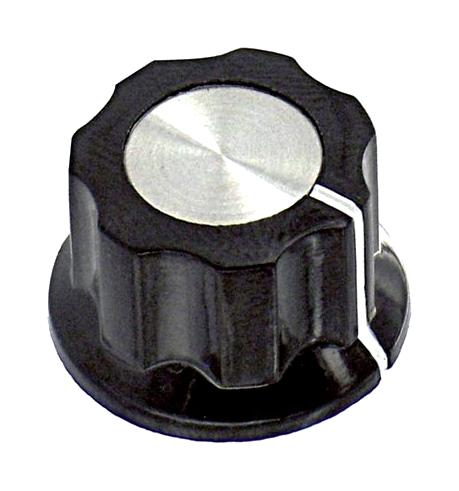 PKES60B1/8 FLUTED KNOB, PHENOLIC, BLACK, 19MM ALCOSWITCH - TE CONNECTIVITY