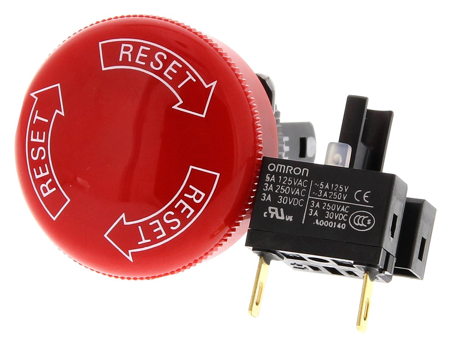 A165E-S E-STOP SW, 5A, 125VAC, PANEL OMRON