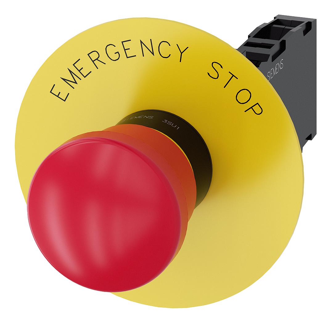3SU1100-1HA20-1FG0 E-STOP SWITCH, SPST-NC/NO, 10A, 500V SIEMENS
