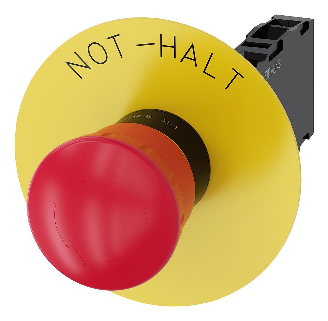 3SU1100-1HB20-1FH0 E-STOP SWITCH, SPST-NC/NO, 10A, 500V SIEMENS