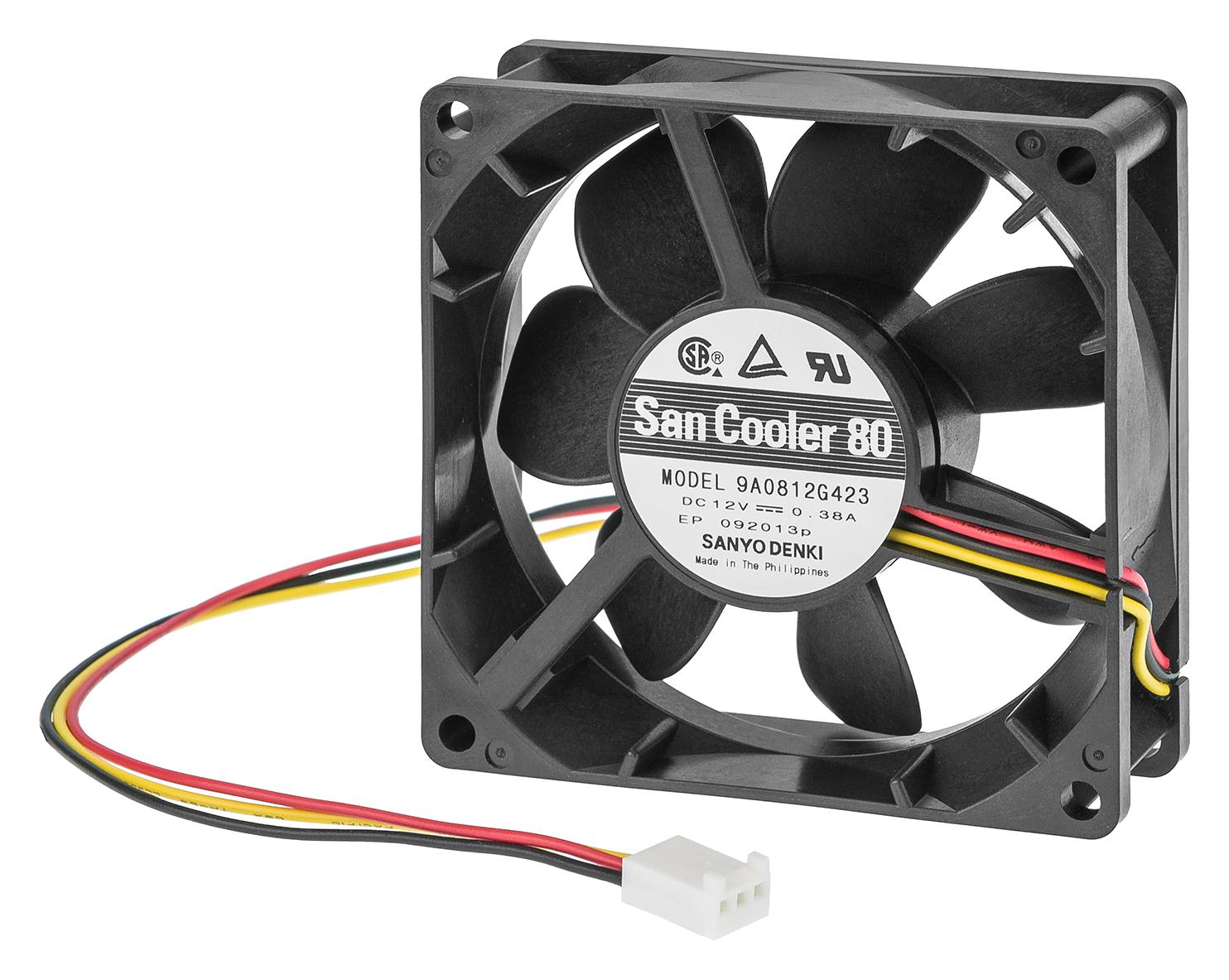 9A0824G420 AXIAL FAN, 80MM, 24VDC, 53CFM, 40DBA SANYO DENKI