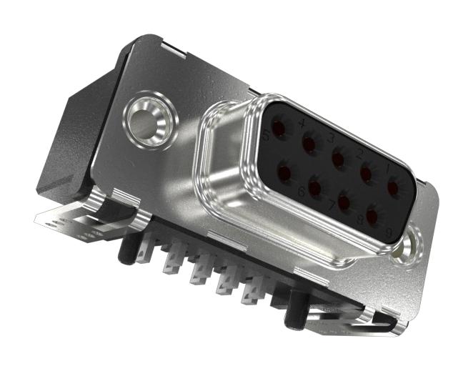 D09S70S6PX00LF D SUB CONN, R/A RCPT, 9POS, DE, SMD AMPHENOL ICC