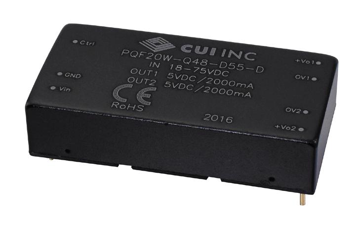 PQF20W-Q48-D55-D DC-DC CONVERTER, 2 O/P, 20W CUI
