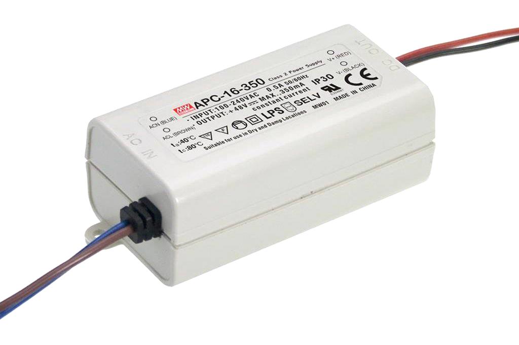 APC-16-350 LED DRIVER, CONSTANT CURRENT, 16.8W MEAN WELL