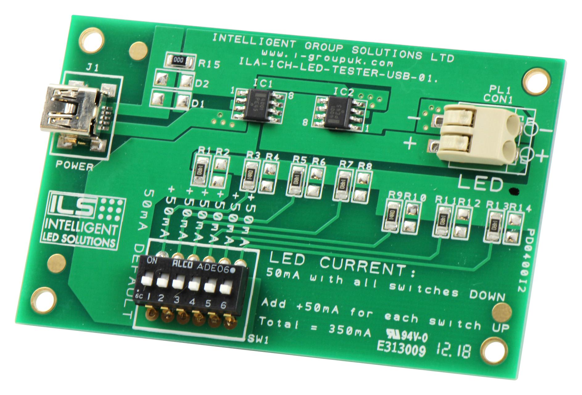 ILA-1CH-LED-TESTER-USB-01 LED TESTER, 5V, 0.35A INTELLIGENT LED SOLUTIONS
