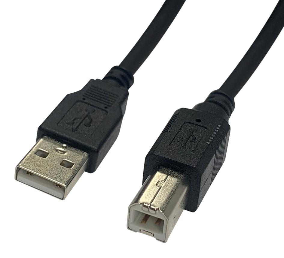 2585NL-BK USB CABLE, 2.0 TYPE A PLUG-B PLUG, 2M VIDEK