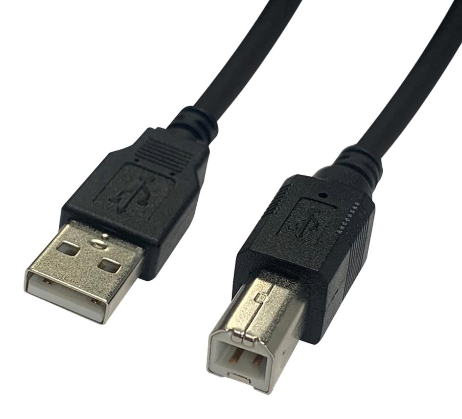 2585NL-0.5BK USB CABLE, 2.0 TYPE A PLUG-B PLUG, 500M VIDEK