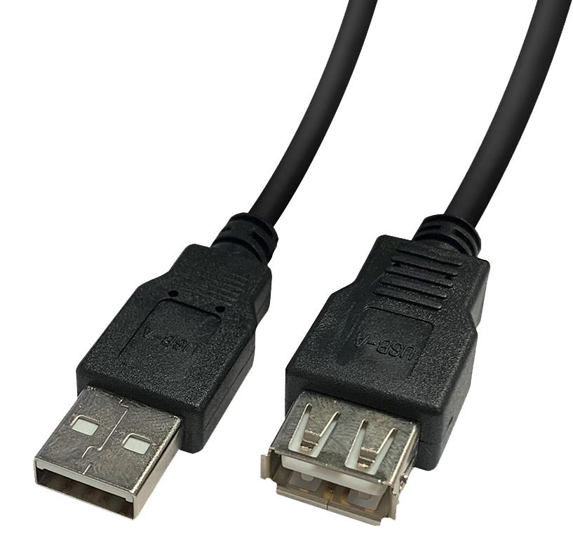 2490-1BK USB CABLE, 2.0 TYPE A PLUG-RCPT, 1M, BLK VIDEK