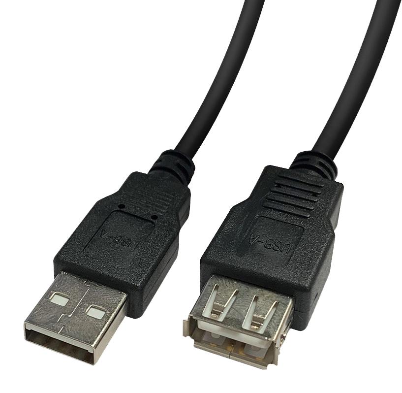 2490-3BK USB CABLE, 2.0 TYPE A PLUG-RCPT, 3M, BLK VIDEK
