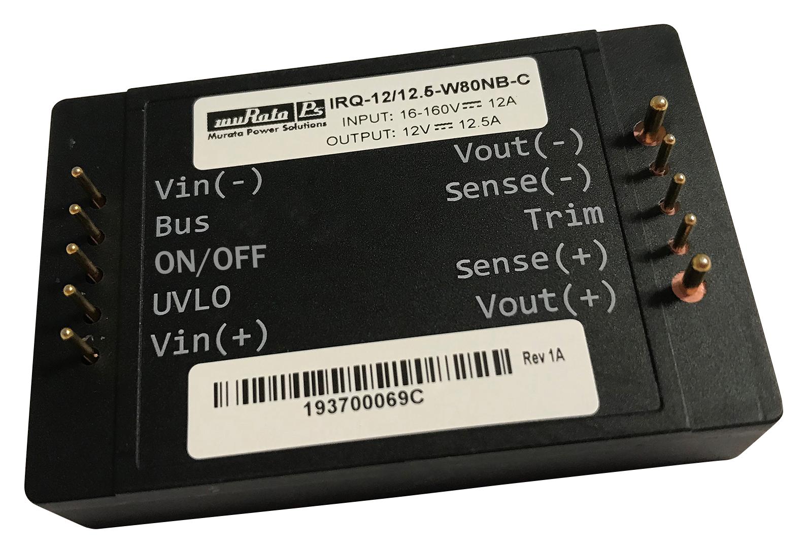IRQ-12/12.5-W80NB-C DC-DC CONVERTER, 12V, 12.5A MURATA POWER SOLUTIONS