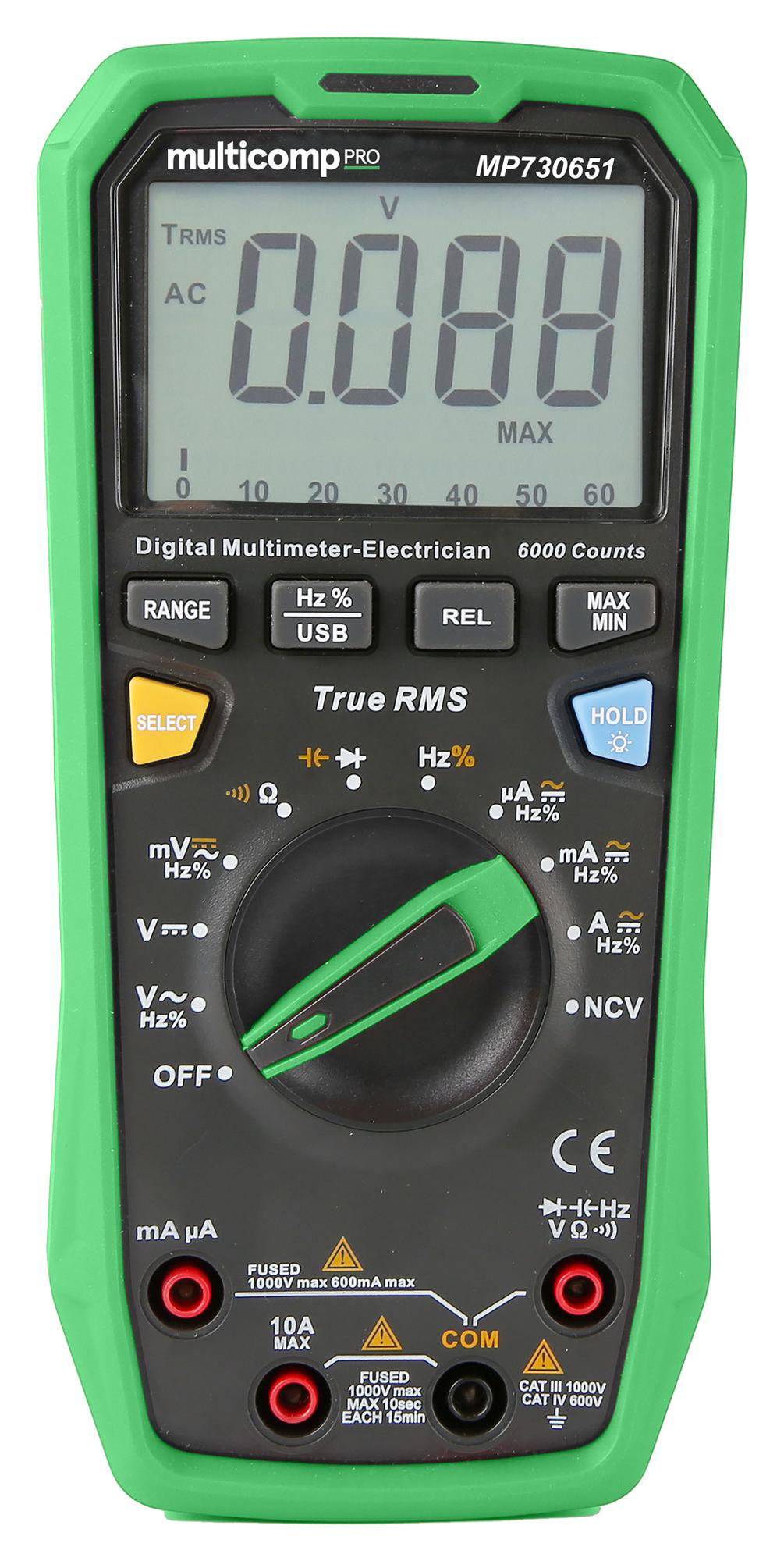 MP730651 DIGITAL MULTIMETER, HH, TRMS, 10A, 1KV MULTICOMP PRO
