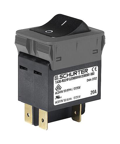 3-128-215 THERMAL CKT BREAKER, 2P, 20A/240V, PANEL SCHURTER