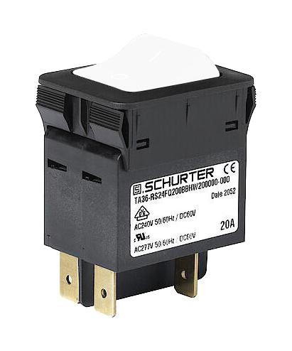 3-128-240 THERMAL CKT BREAKER, 2P, 20A/240V, PANEL SCHURTER