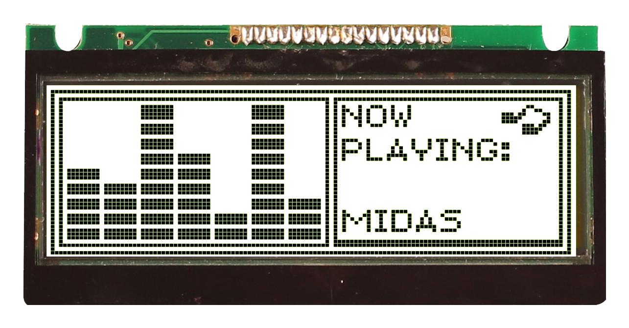 MC122032CA6W-GPTLW LCD MODULE, COB, TRANSFLECTIVE, 122X32P MIDAS
