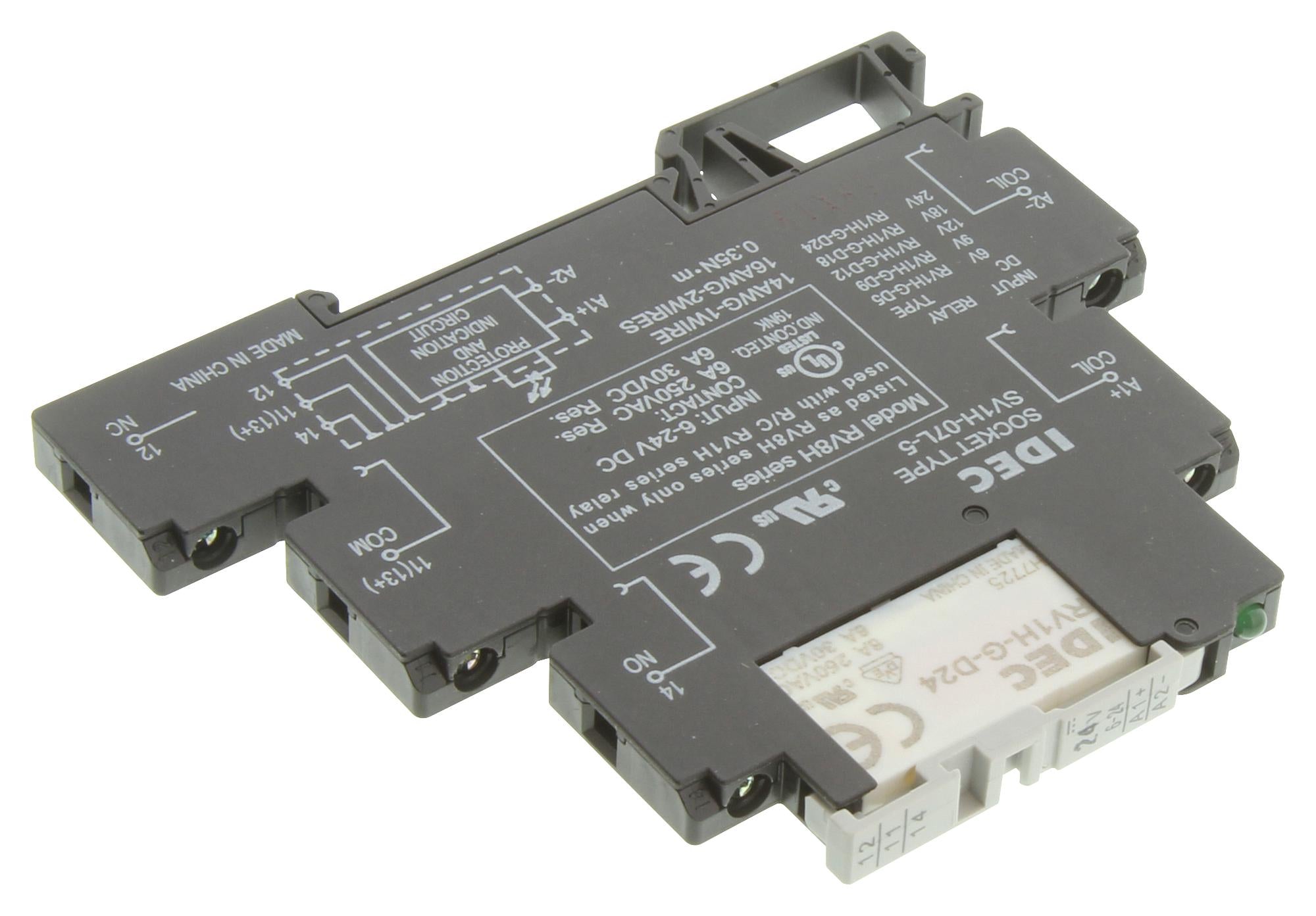 RV8H-L-D24 POWER RELAY, SPDT, 24VDC, 6A, DIN RAIL IDEC