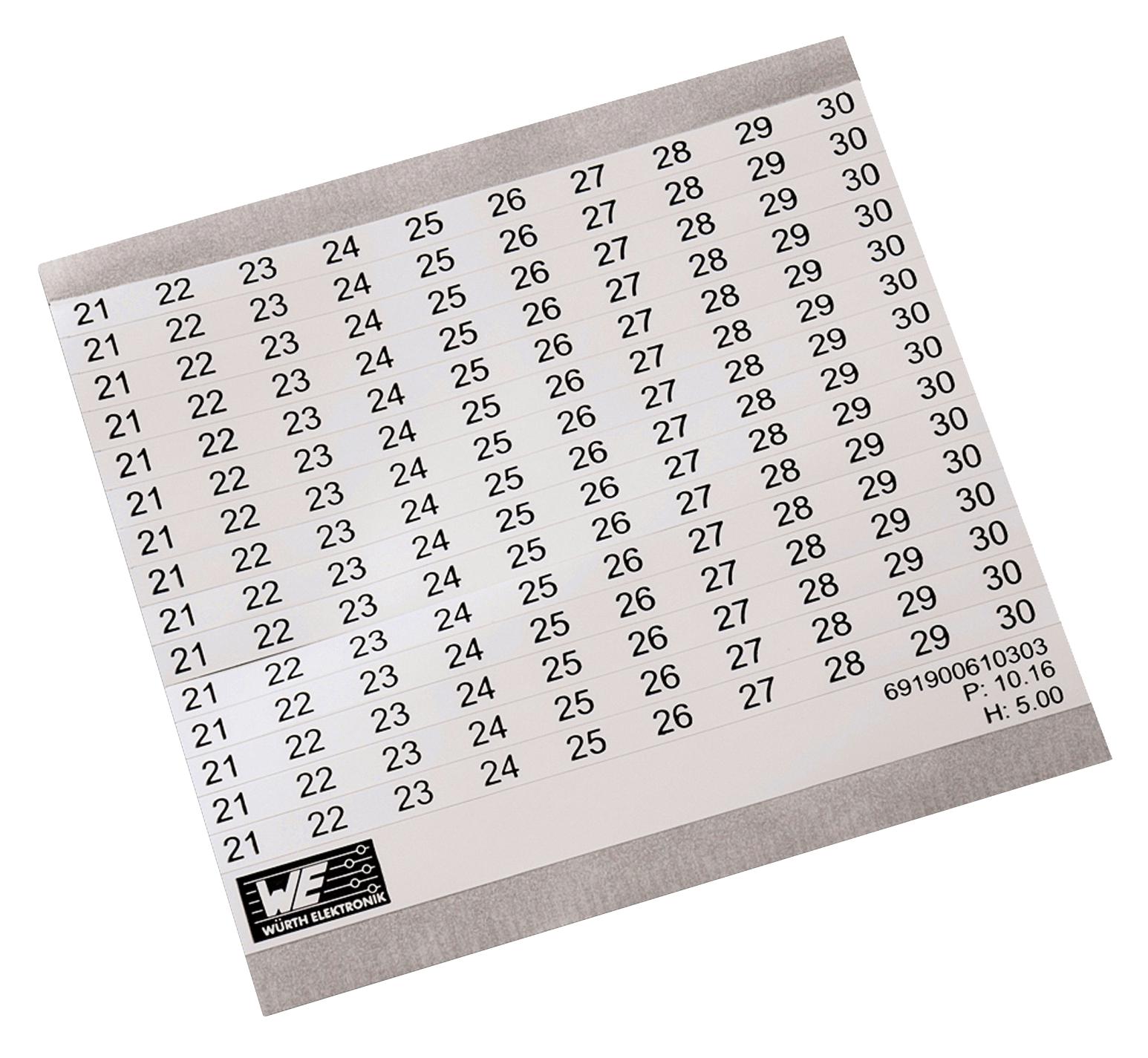 691900610103 TERMINAL BLOCK, LABEL, 1-10, 10.16MM WURTH ELEKTRONIK