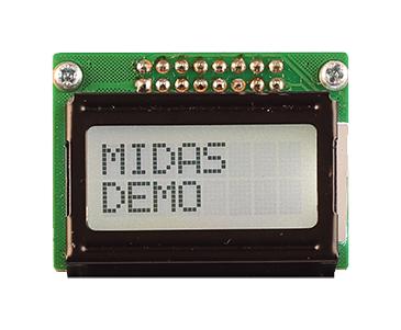 MC20805B6W-FPTLW3.3-V2 LCD DISPLAY, COB, 8 X 2, FSTN, 3.3V MIDAS