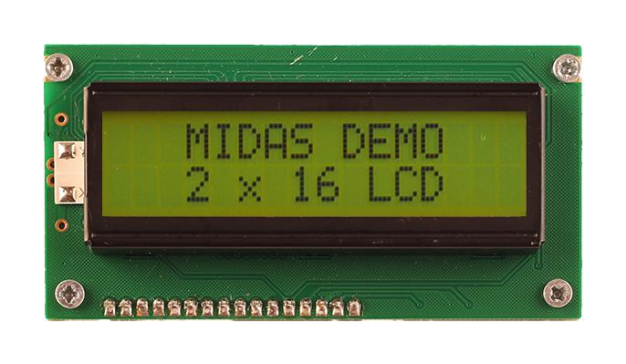 MC21605A6W-SPTLY3.3-V2 LCD DISPLAY, COB, 16 X 2, STN, 3.3V MIDAS