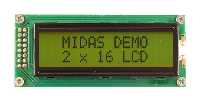 MC21605B6W-SPTLY3.3-V2 LCD DISPLAY, COB, 16 X 2, STN, 3.3V MIDAS