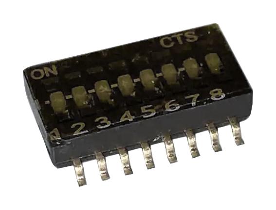 218-8LPSTR DIP SWITCH, 0.1A, 50VDC, 8POS, SMD CTS
