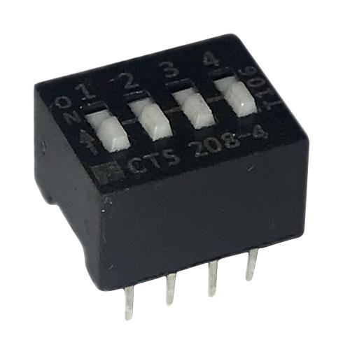 208-4 DIP SWITCH, 0.1A, 50VDC, 4POS, THT CTS