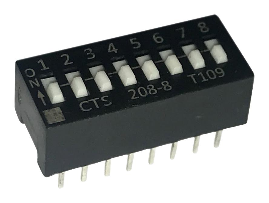 208-8 DIP SWITCH, 0.1A, 50VDC, 8POS, THT CTS