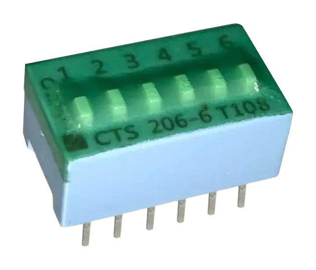 206-6ST DIP SWITCH, 0.1A, 50VDC, 6POS, THT CTS