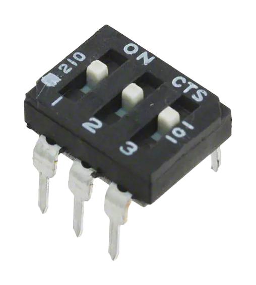 210-3MS DIP SWITCH, 0.1A, 50VDC, 3POS, THT CTS