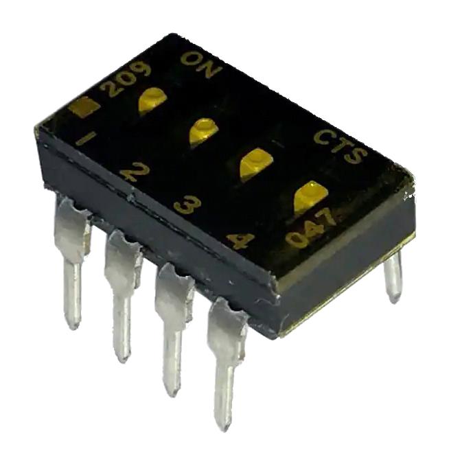 209-4LPST DIP SWITCH, 0.1A, 50VDC, 4POS, THT CTS