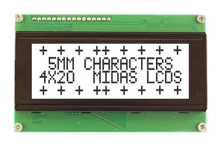 MC42005A6W-FPTLWS-V2 LCD MODULE, 20 X 4, COB, 4.75MM, FSTN MIDAS