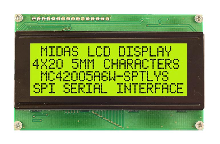 MC42005A6W-SPTLYS-V2 LCD MODULE, 20 X 4, COB, 4.75MM, STN MIDAS