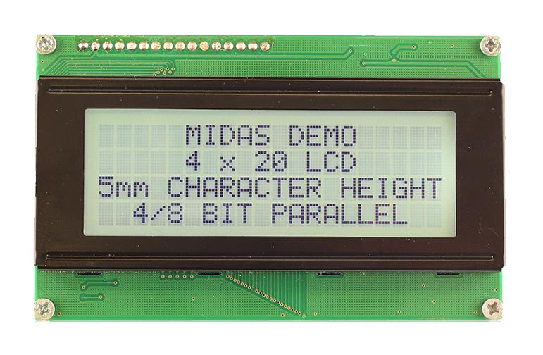 MC42005A6W-FPTLWI-V2 LCD MODULE, 20 X 4, COB, 4.75MM, FSTN MIDAS