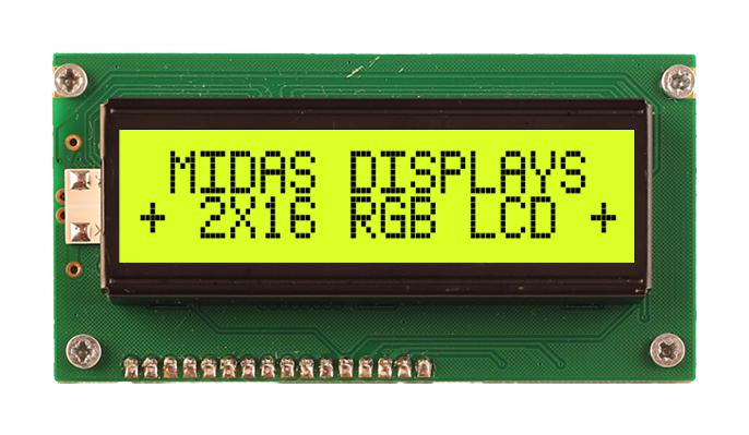 MD21605A6W-FPTLRGB LCD MODULE, 16 X 2, COB, 5.23MM, FSTN MIDAS